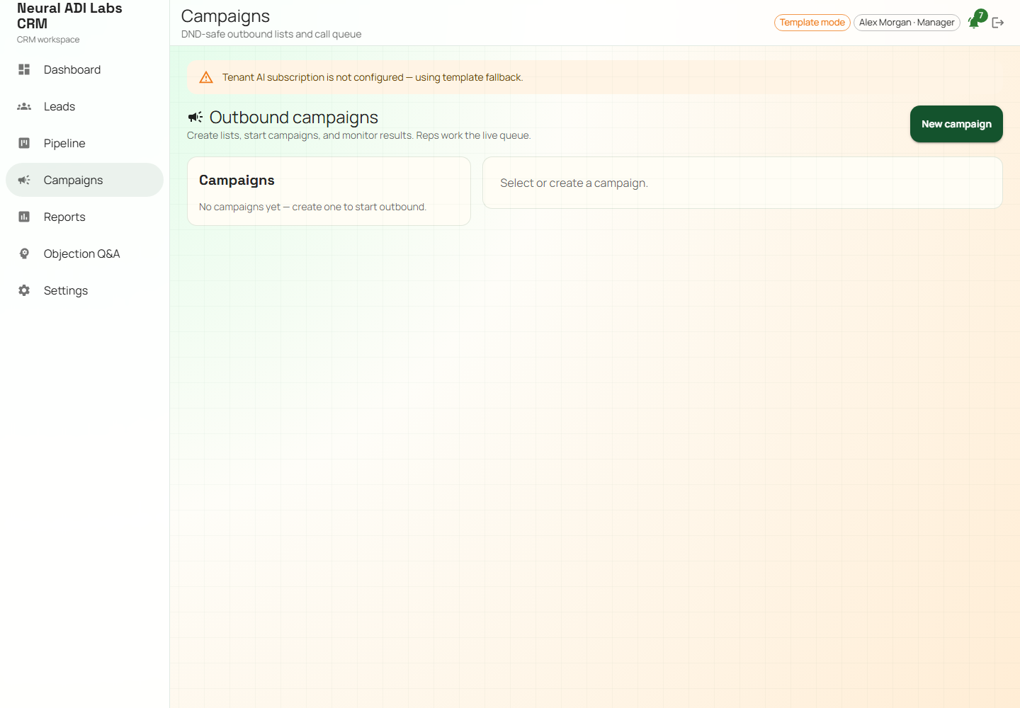 Campaigns workspace